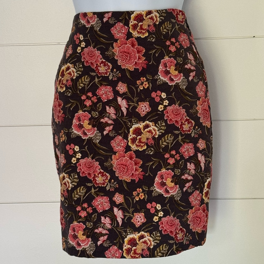 LOFT Floral Women's Skirt - Black and Pink, Women’s 2